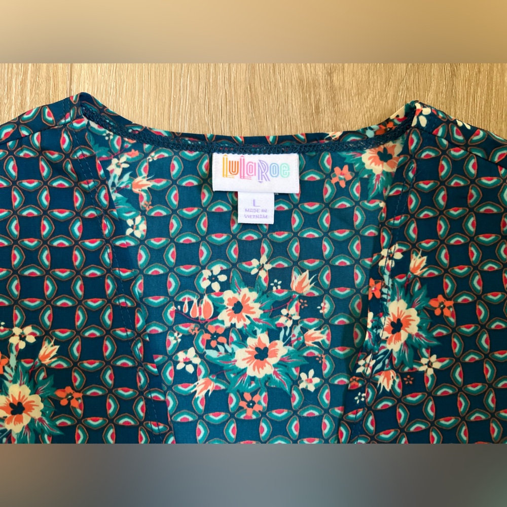 LULAROE JOY Floral Printed Long Kimono Vest EUC - Picture 8 of 12